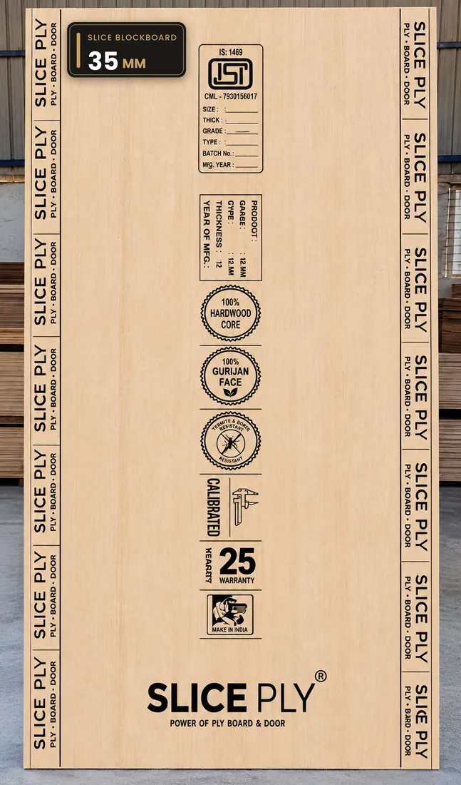 Slice Blockboard 35 mm — hardwood core with Gurjan face