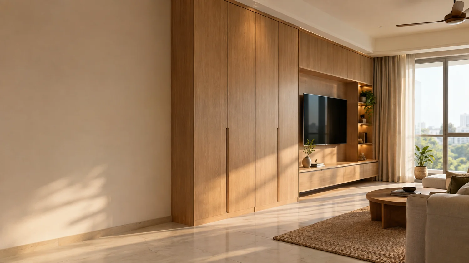 Living room interior built with SLICE PLY plywood